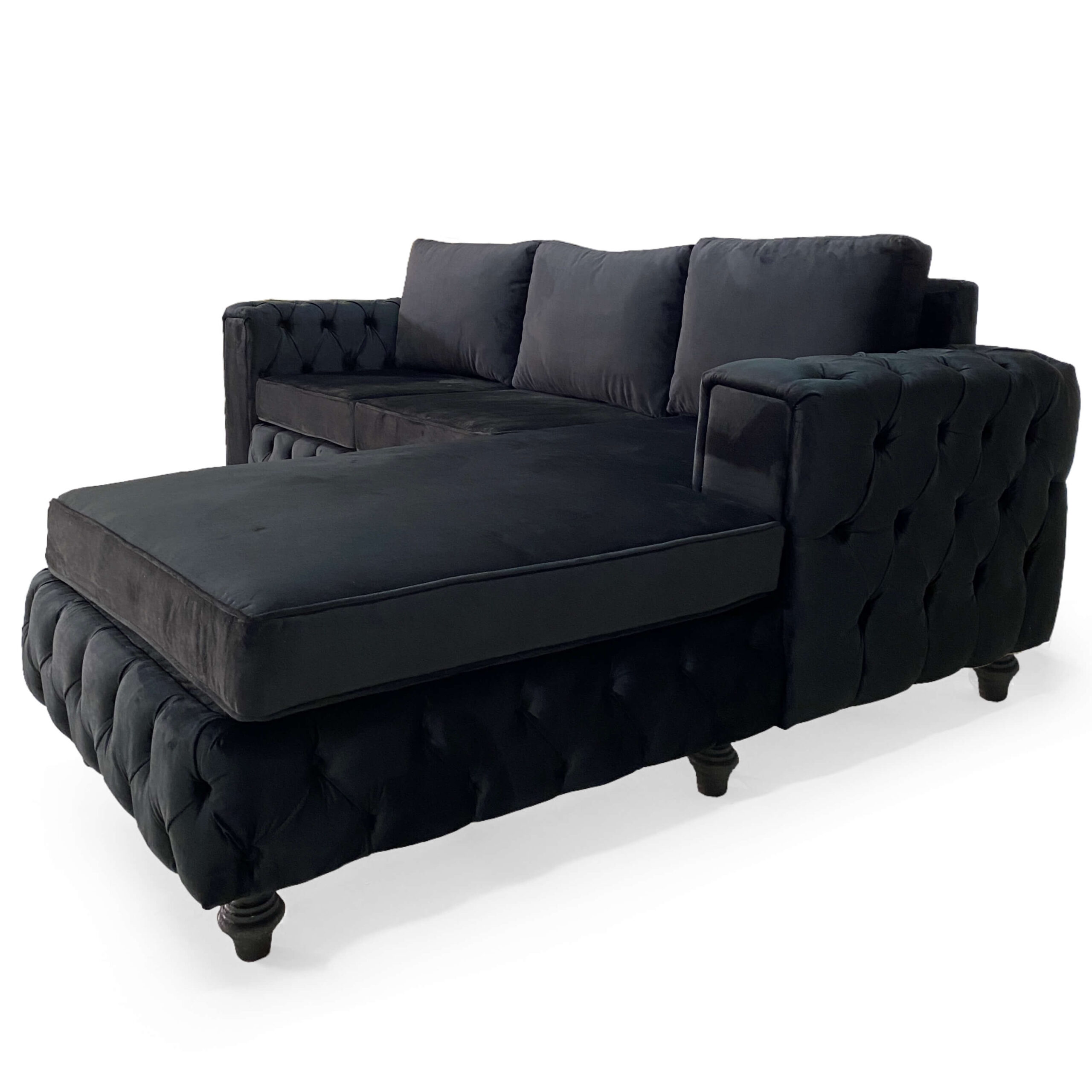 Chesterfield L shape Black Velvet